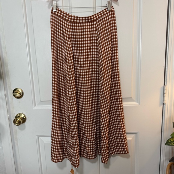 NWOT Reformation Hermosa Midi Skirt in Brown Gingham Size 6 $158 - Picture 7 of 10